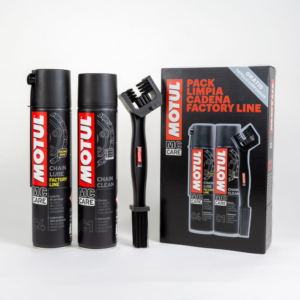Pack Limpieza Cadena Moto Carretera Motul C1+C4 con Cepillo